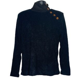 WSGYJ Asymmetrical Knit Cowl-neck Pullover (Size:XXL, Color:Navy/Brown)